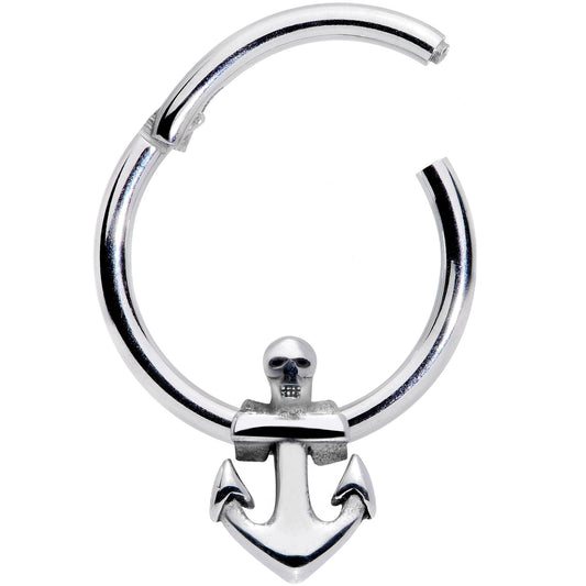 16G 3/8 Nautical Anchor Hinged Segment Ring