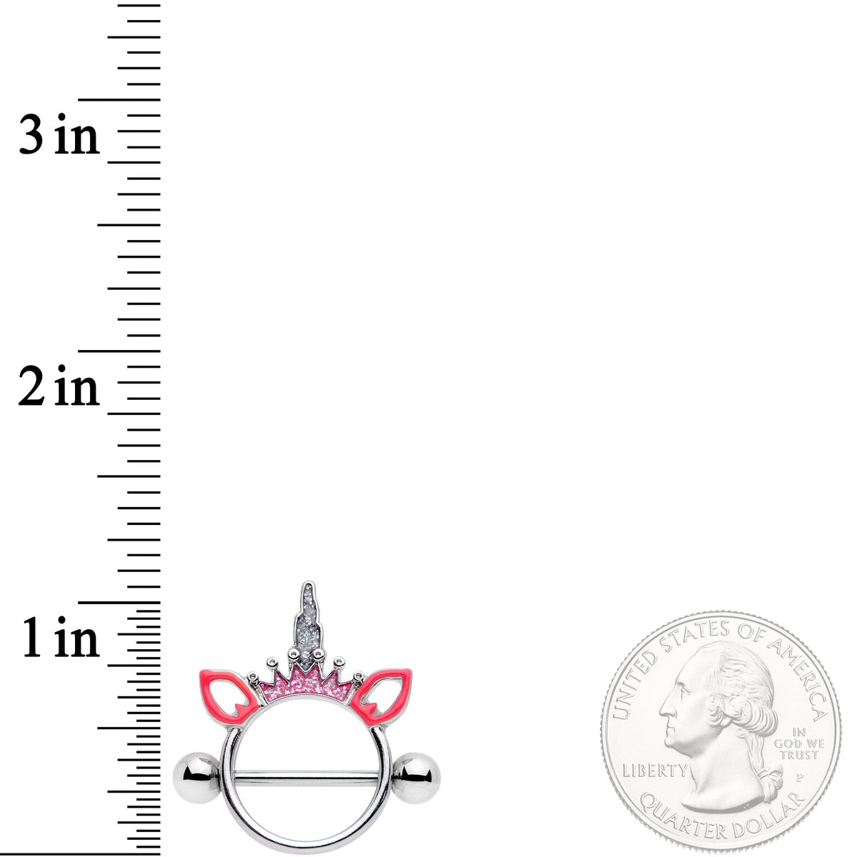 14G Clear Gem Pink Princess Unicorn Nipple Shield Set