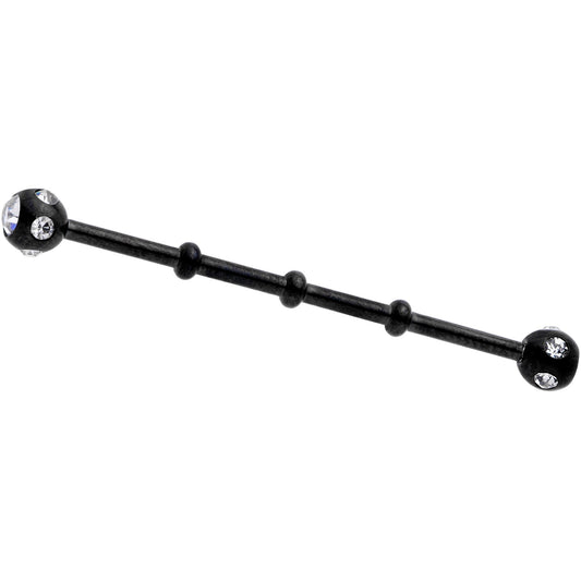 14G Clear Gem Black Industrial Barbell 38mm