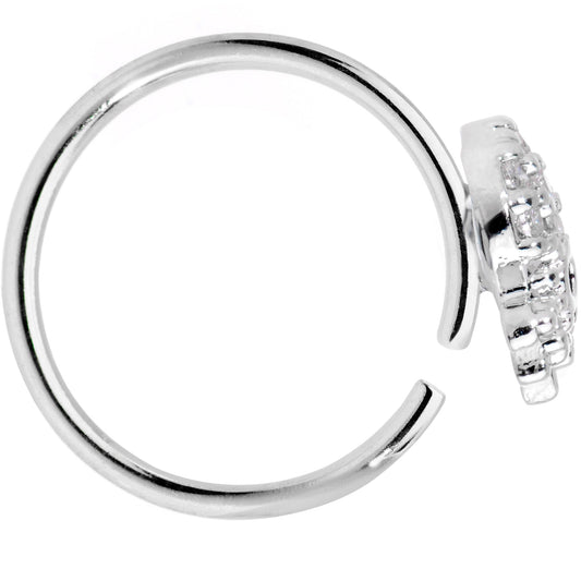 18G 3/8 Clear Black CZ Gem Nautical Octopus Nose Hoop