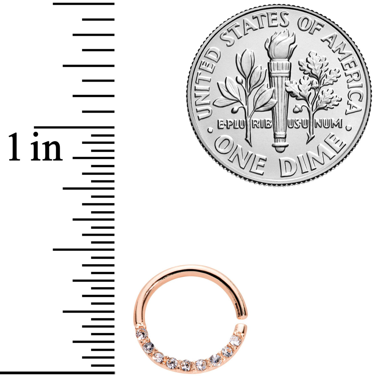 16G 5/16 Clear Gem Rose Gold Tone Elegance Seamless Circular Ring