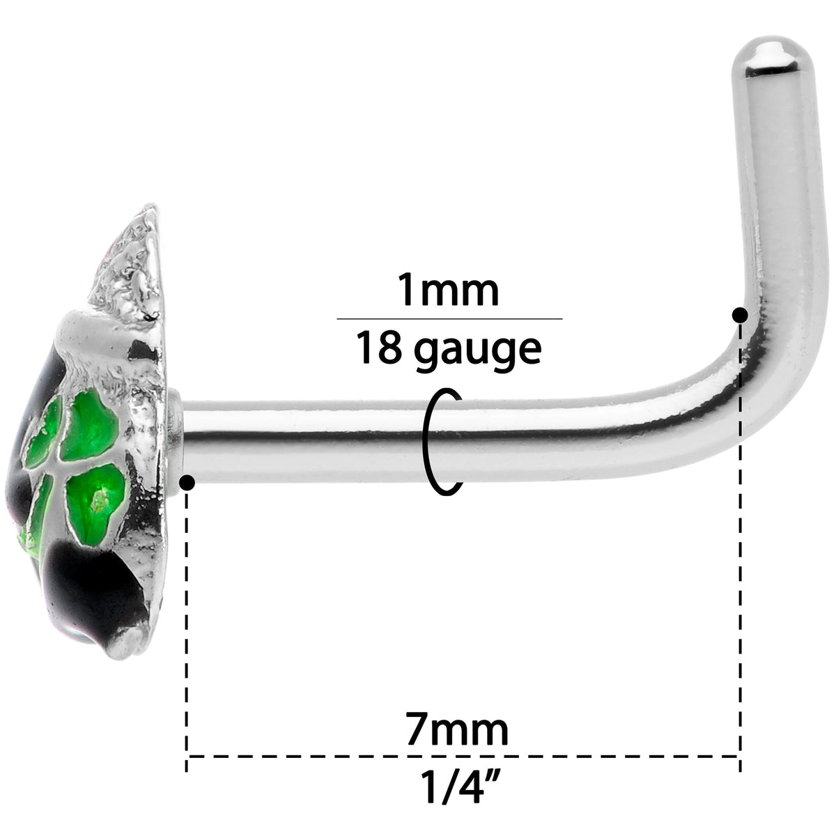 18G 5/16 St Patricks Day Pot O Gold L Shaped Nose Ring