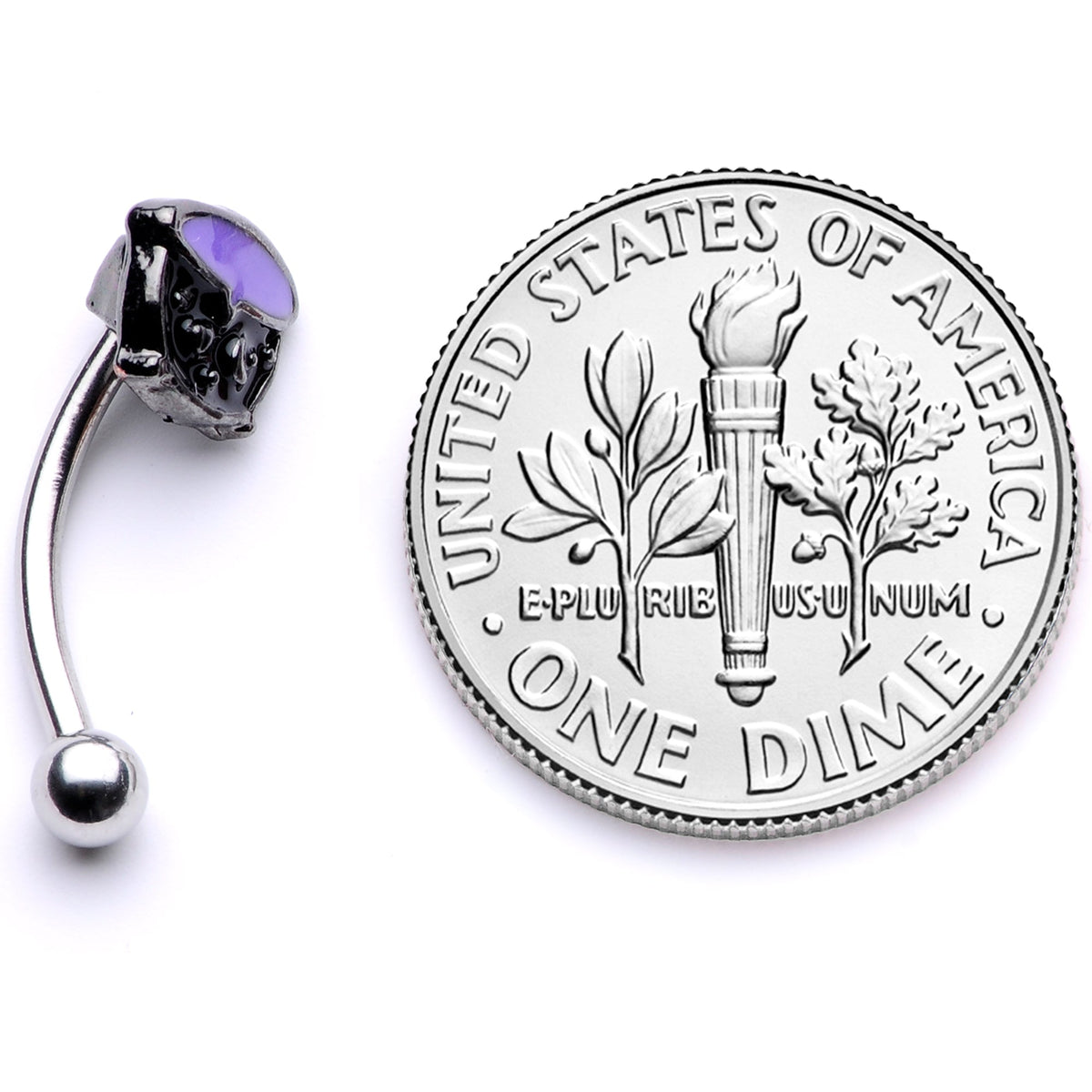 16G 5/16 Black Purple Cauldron Halloween Curved Eyebrow Ring