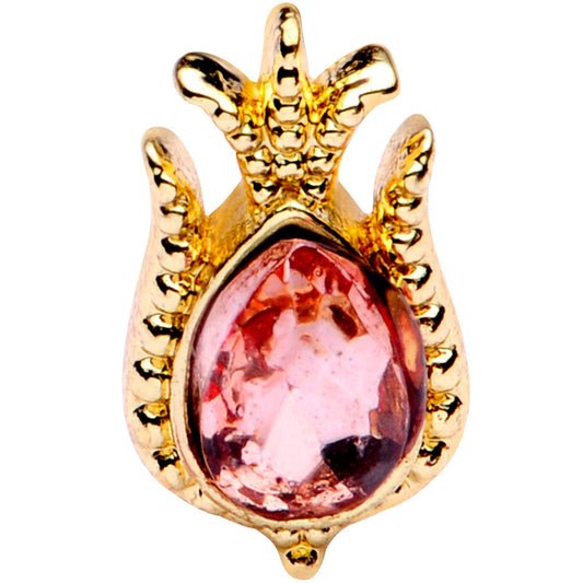 16G 1/4 Pink Gem Gold Tone Tulip Flower Cartilage Tragus Earring