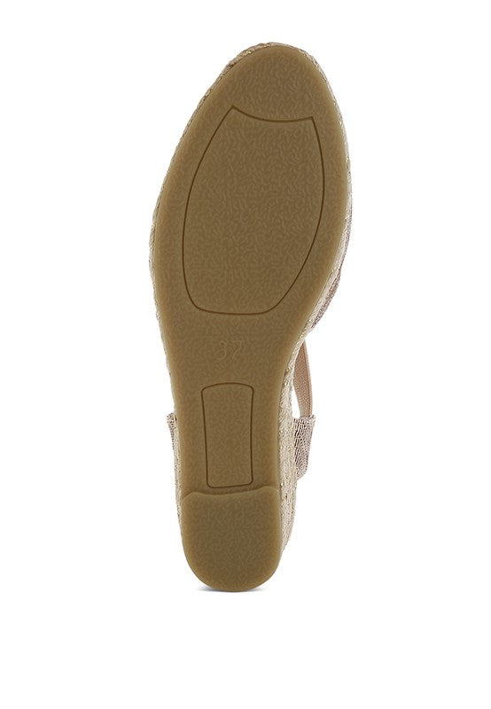 Port Side Metallic Woven Espadrille Wedges