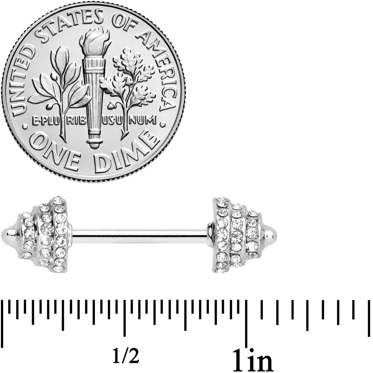 14G 9/16 Clear Gem Weightlifting Barbell Nipple Ring Set