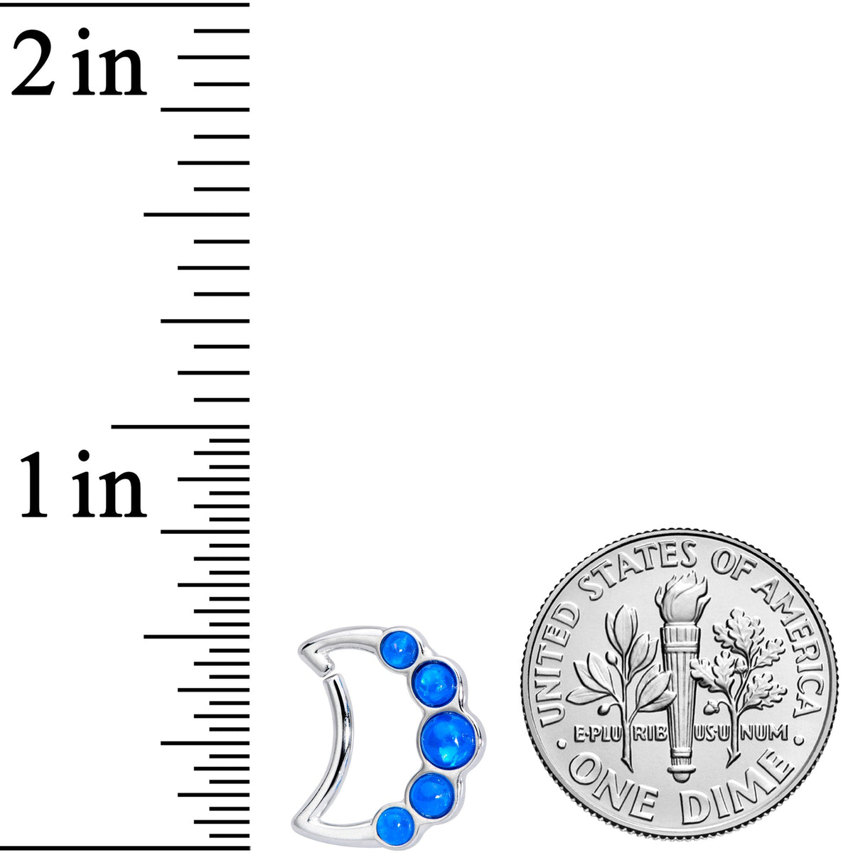 16G 3/8 Blue Orb Moon Left Ear Closure Ring