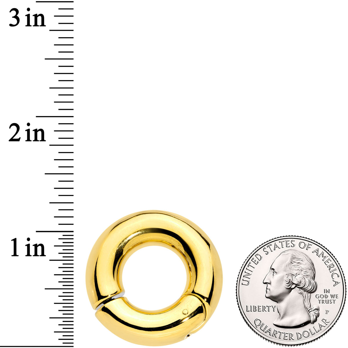 0G 9/16 Gold Tone PVD Steel Hinged Segment Ring