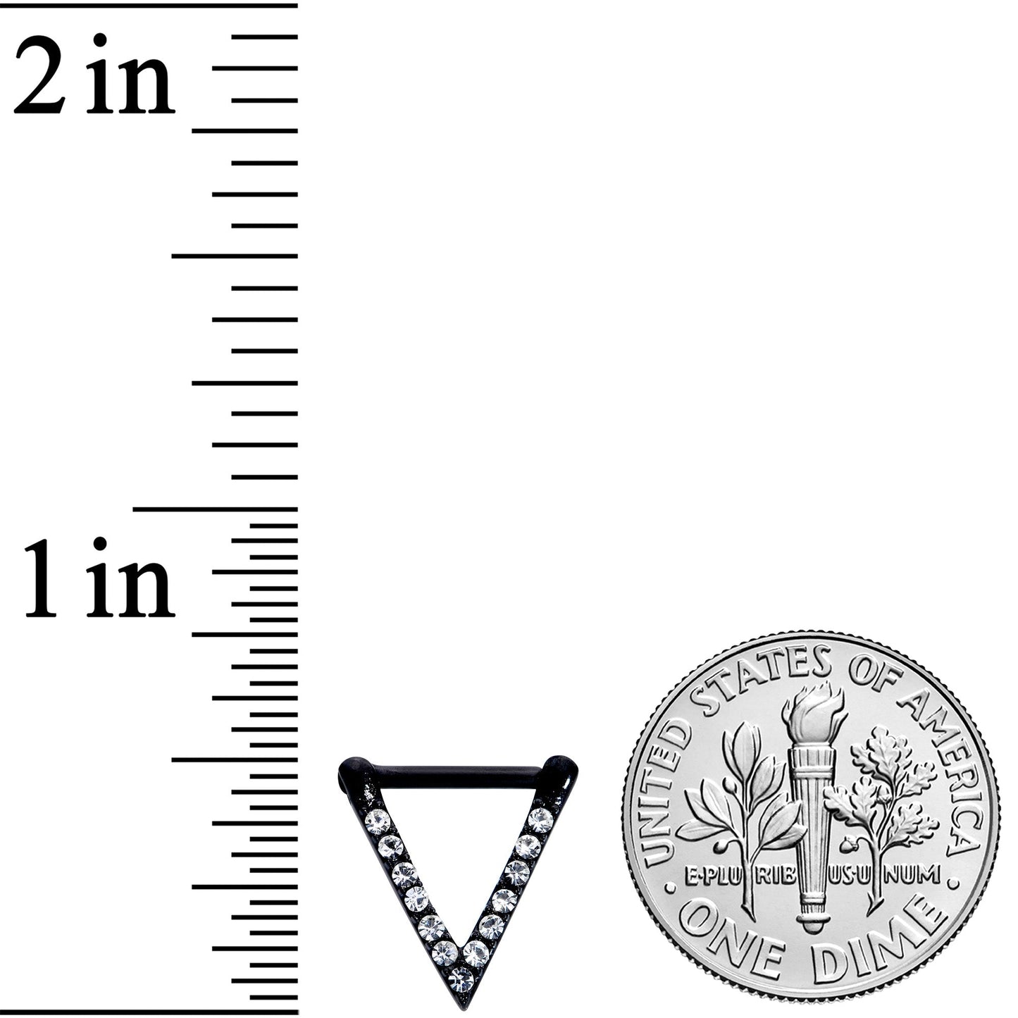 16G 5/16 Clear CZ Gem Black Sleek Triangle Septum Clicker