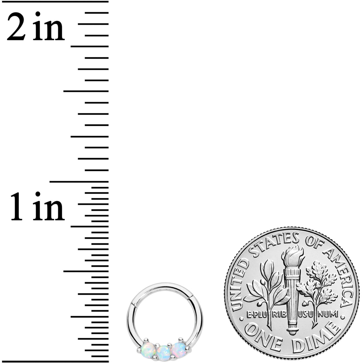 16G 5/16 White Synthetic Opal Trio Hinged Segment Ring