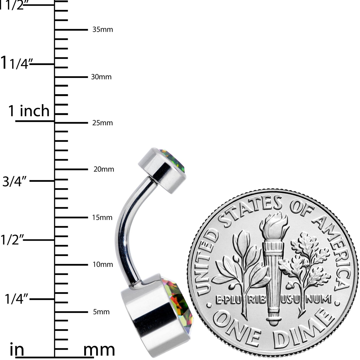Vitrail 8mm Titanium Internal Thread Belly Ring Created with Crystals