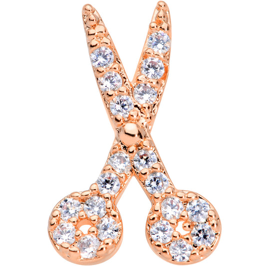 20G 1/4 Clear CZ Gem Rose Gold Tone Shear Scissors Nose Bone