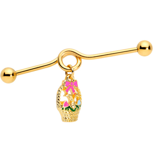 14G Gold Tone Easter Basket Glow Dangle Project Bar 38mm