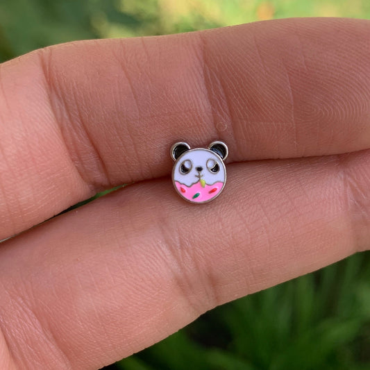 16G 1/4 Pink White Panda Donut Cartilage Tragus