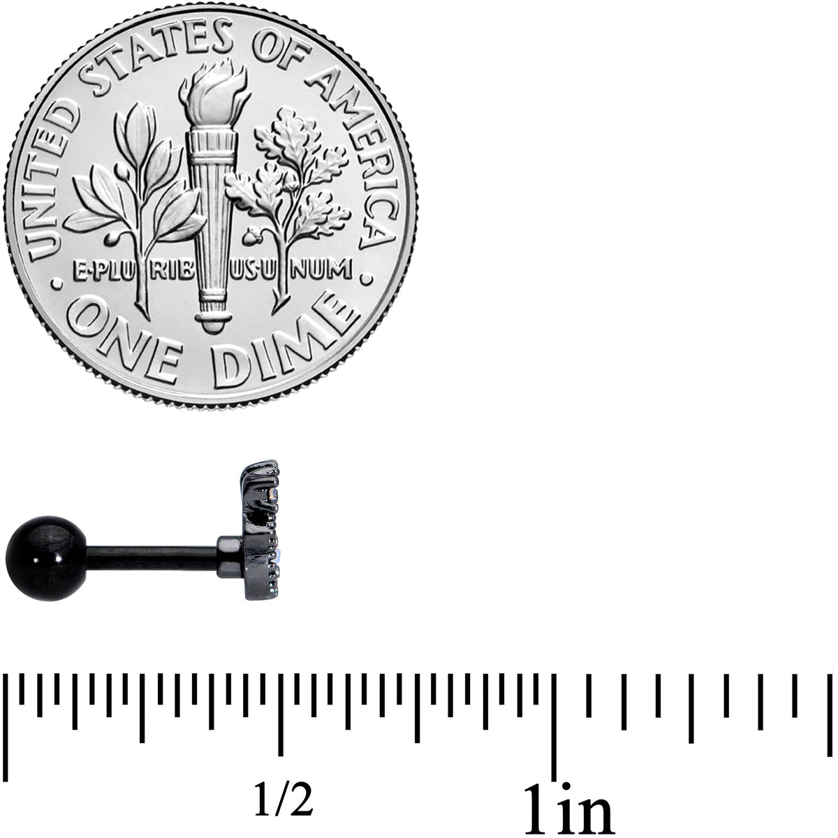 16G 1/4 Black White Faux Opal UFO Cartilage Tragus