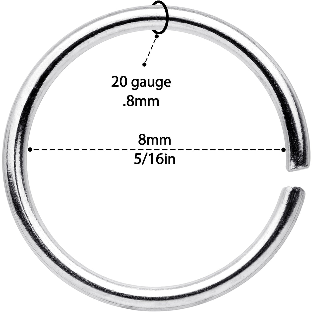 20G 5/16 Seamless Circular Ring Set of 12
