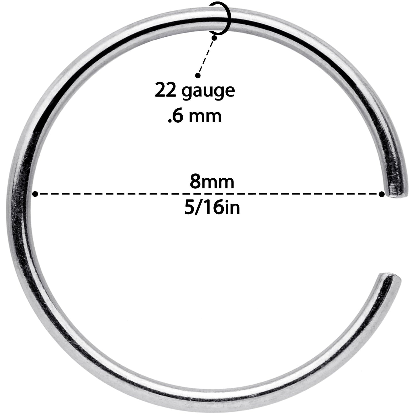 22G 5/16 Steel Gold Tone Anodized Seamless Circular Ring Set of 12
