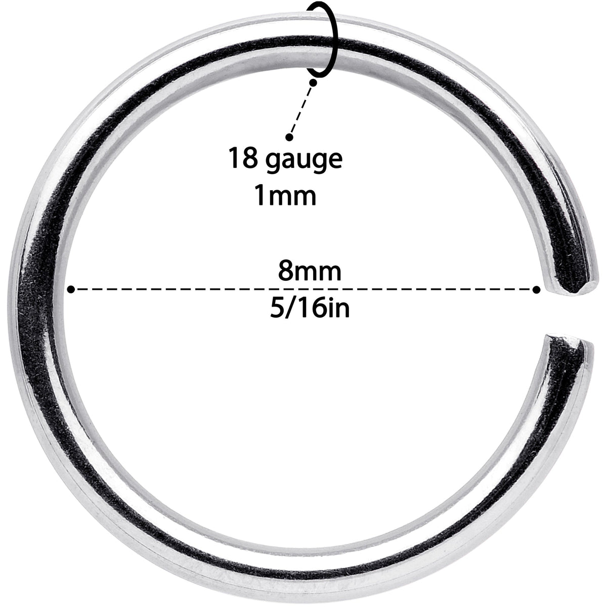 18G 5/16 Steel Gold Tone Anodized Seamless Circular Ring Set of 12