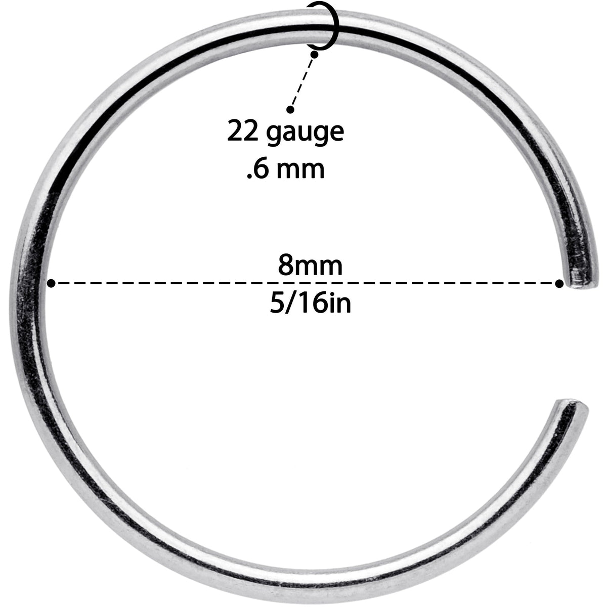 22G 5/16 Steel Rainbow Anodized Seamless Circular Ring Set of 12