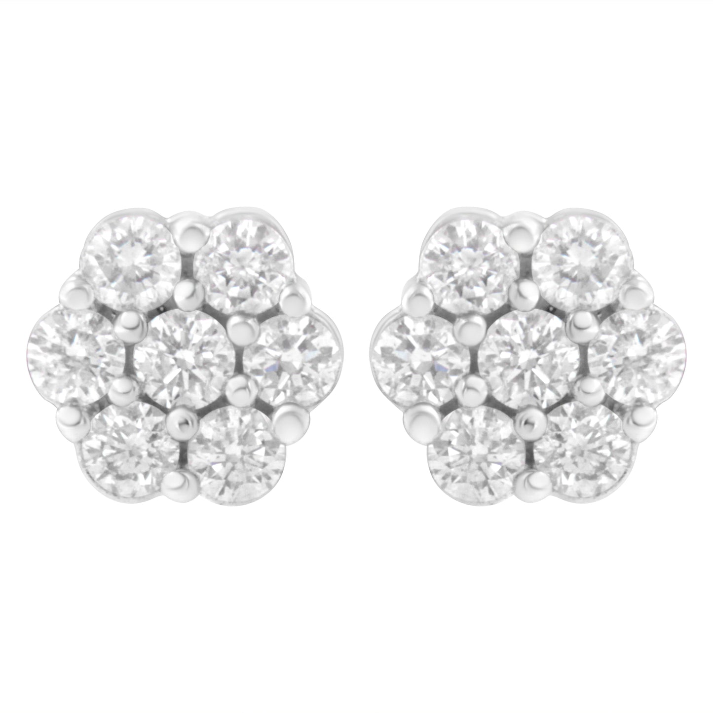 14KT White Gold 1 cttw Diamond Composite Stud Earrings (I-J, SI2-I1)