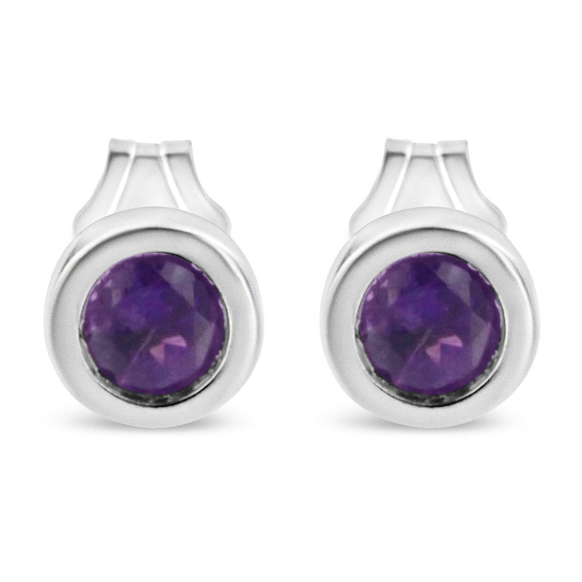 .925 Sterling Silver Bezel Set 3.5mm Created Red Ruby Gemstone Solitaire Stud Earrings
