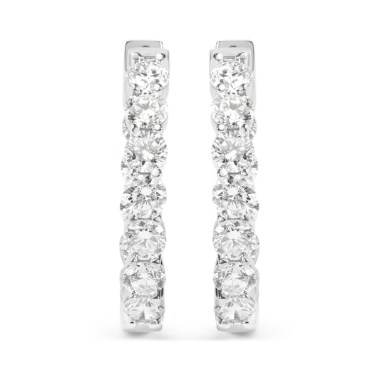 14K White Gold 5.00 Cttw Lab-Grown Diamond Inside Out Hoop Earrings