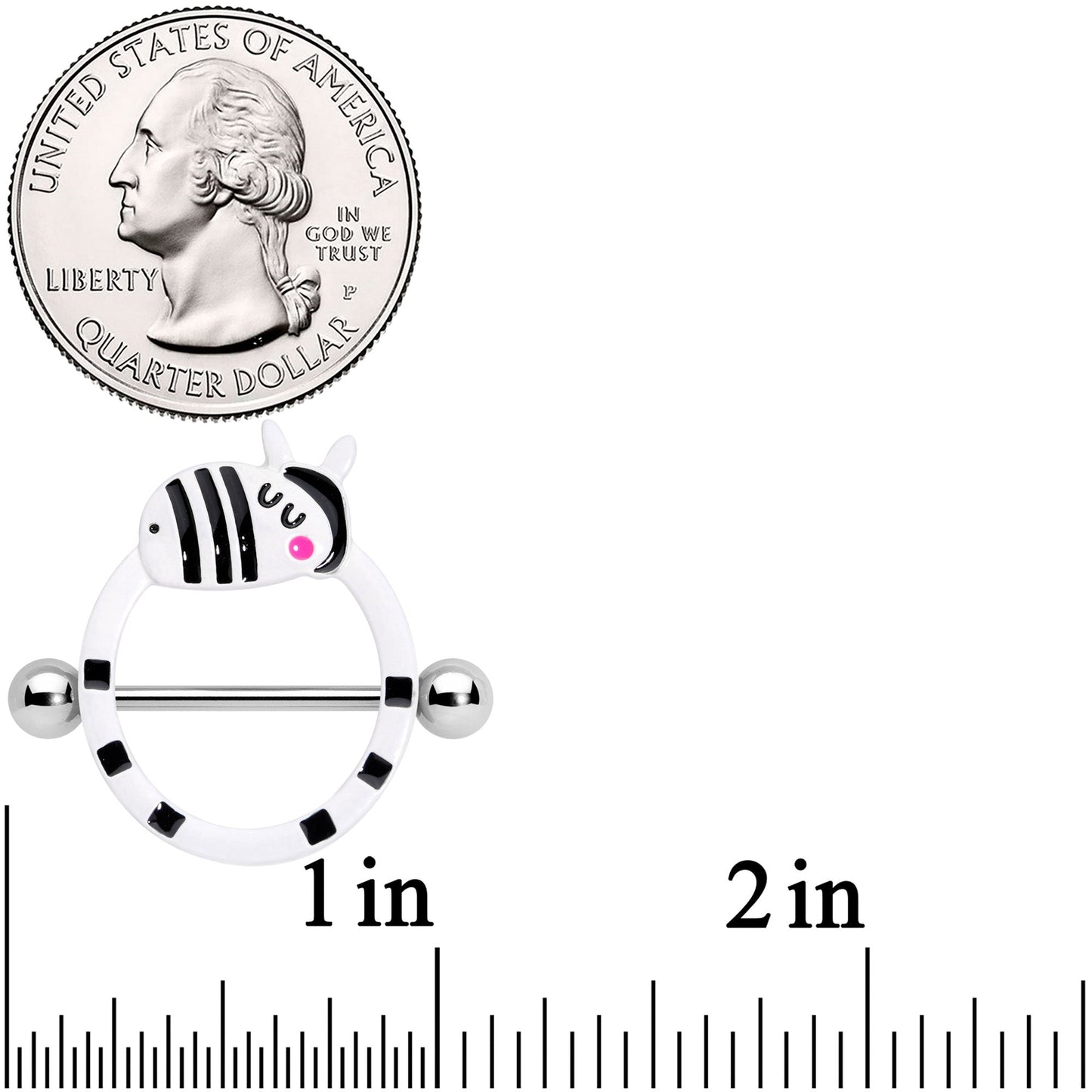 14G 5/8 Zany Zebra Nipple Shield Set