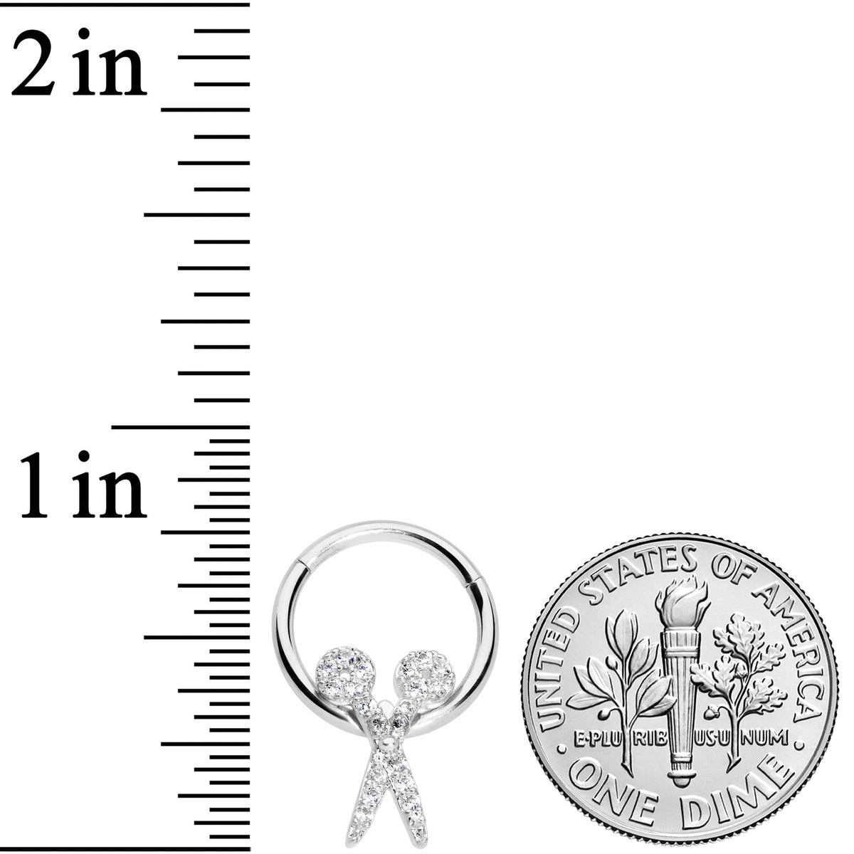 16G 3/8 Clear CZ Gem Scissors Hinged Segment Ring