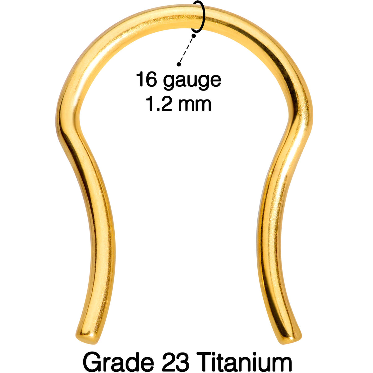 16G 5/8 Gold Tone ASTM F-136 Implant Grade Titanium Septum Retainer