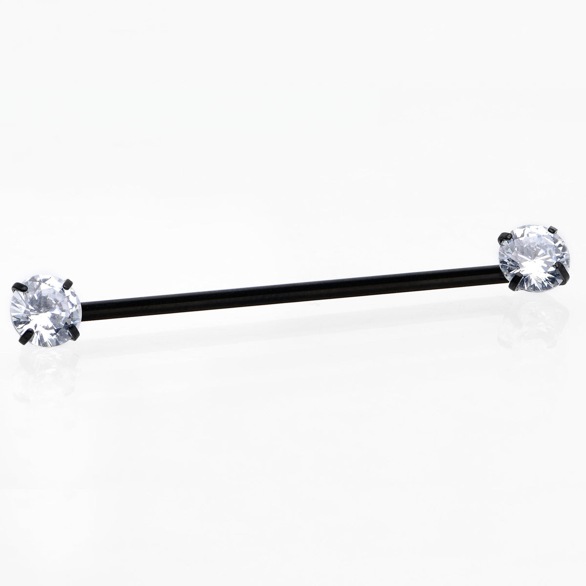 14G Clear CZ Gem Black Threadless Industrial Barbell 38mm