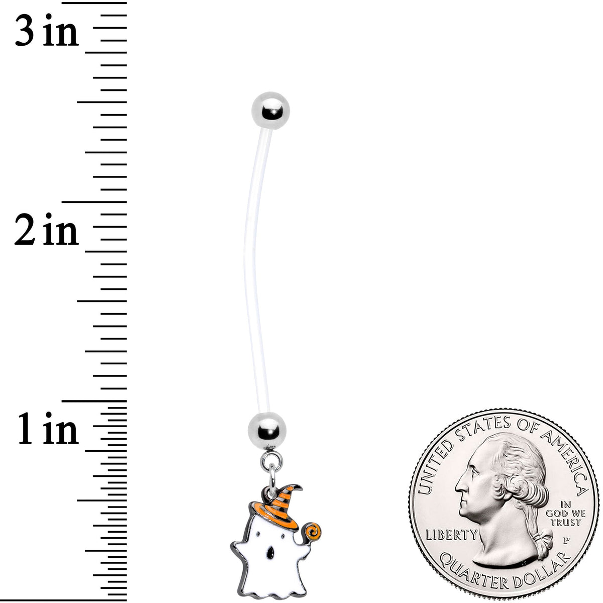 Clear Bioplast Lollipop Ghost Halloween Dangle Pregnancy Belly Ring