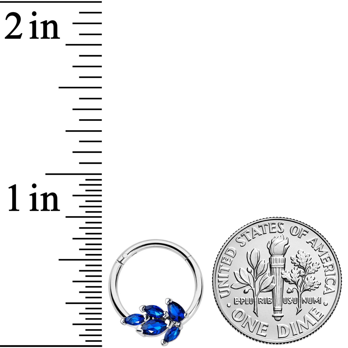 16G 3/8 Blue Gem Raindrop Hinged Segment Ring