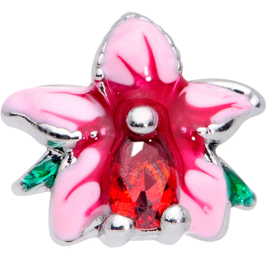 20G 5/16 Red Gem Exotic Flower Nose Hoop