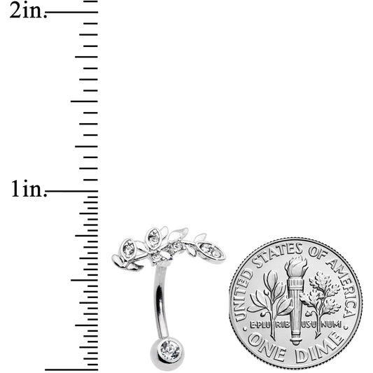 Clear Gem Branch Leaf Belly Ring