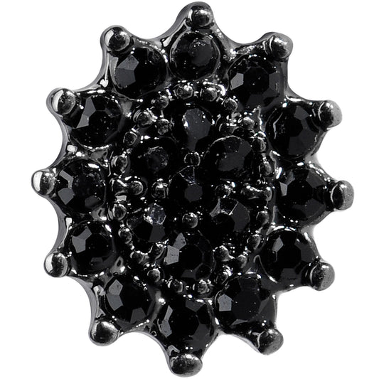16G 1/4 Black Gem Floral Burst Halloween Cartilage Tragus