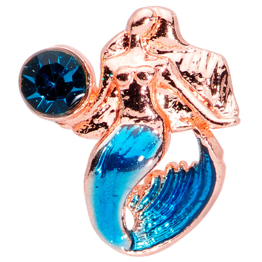16G 5/16 Aqua Gem Rose Gold Tone Mermaid Labret Monroe Tragus