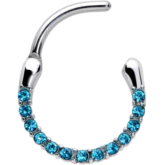 16G 3/8 Baby Blue Gem Paved Cartilage Clicker
