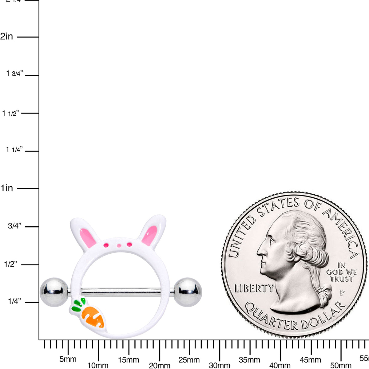 14G 9/16 Carrot White Easter Bunny Nipple Shield Set