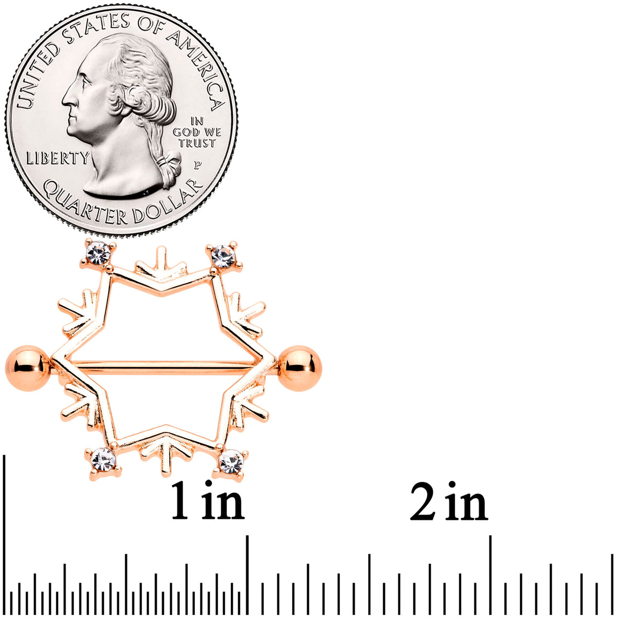 14G 3/4 Rose Gold Tone Snowflake Christmas Nipple Shield Set