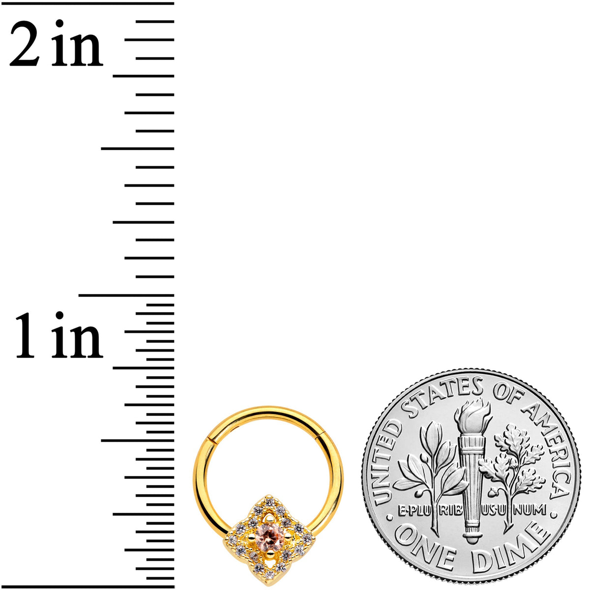 16G 3/8 Clear CZ Gem Gold Tone Rhombus Royale Hinged Segment Ring