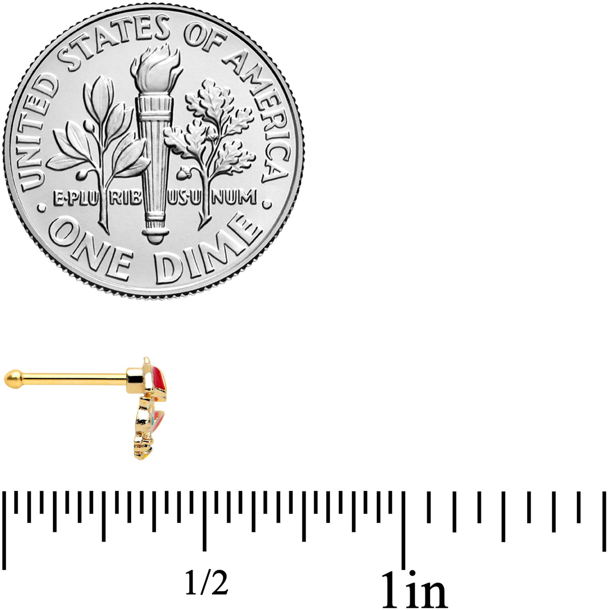 20G 1/4 Gold Tone Rainy Day Umbrella Bee Nose Bone