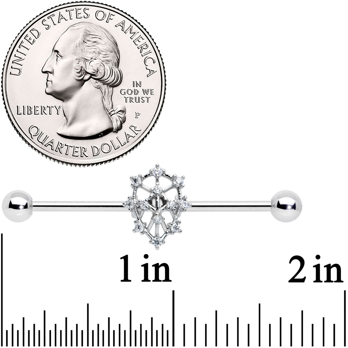 14G Clear CZ Gem Constellation Industrial Barbell 38mm