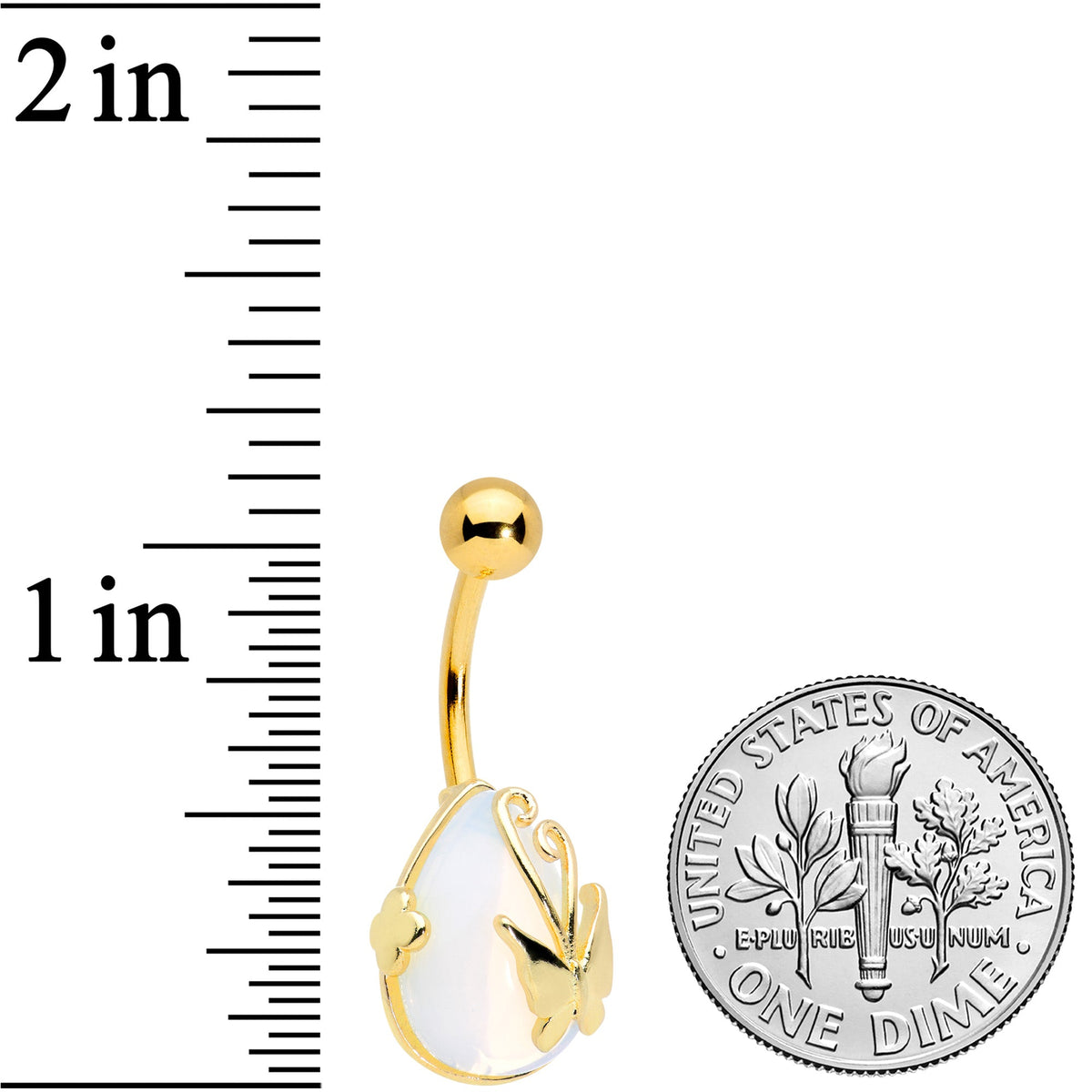 Clear Gem Gold Tone Drop Wrap Butterfly Belly Ring