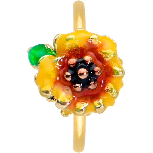 20G 5/16 Gold Tone Summer Sunflower Nose Hoop