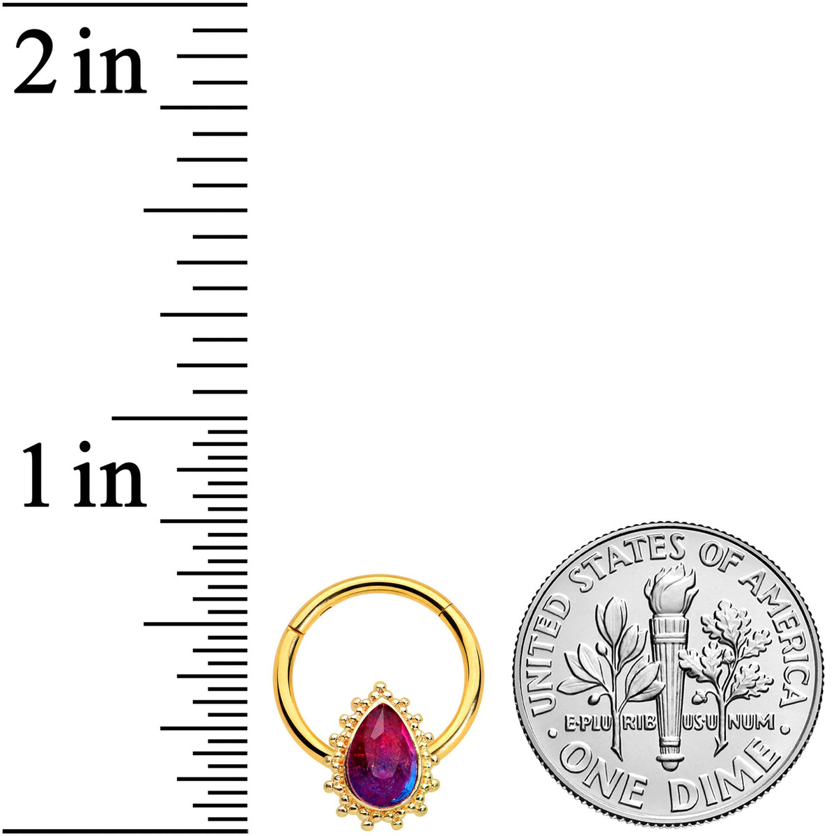 16G 3/8 Purple Tourmaline Gold Tone Drop Hinged Segment Ring