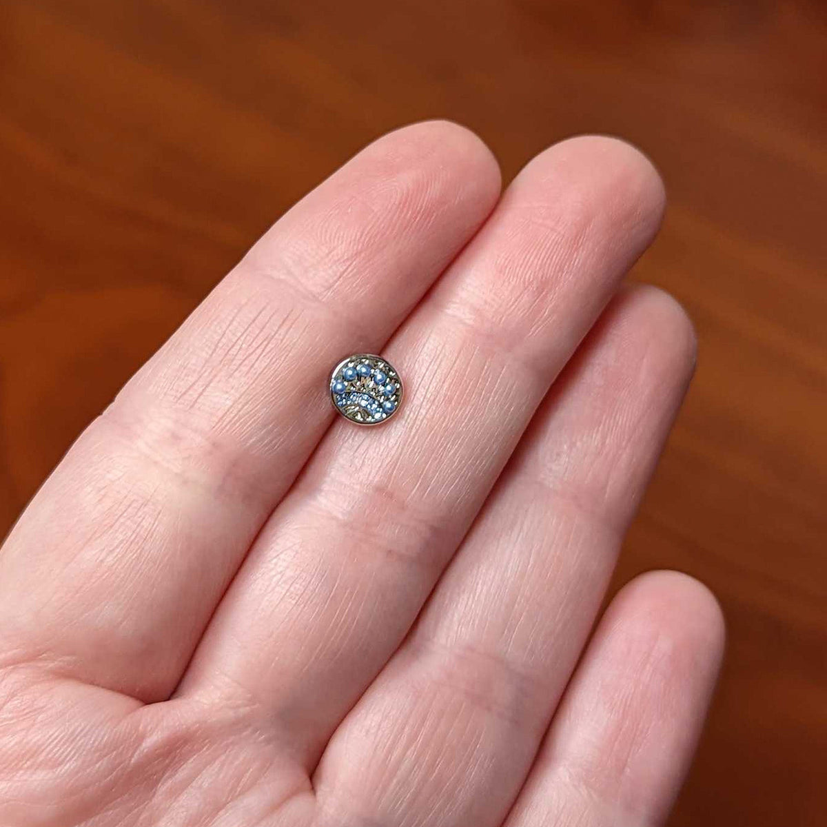 16G 1/4 Blue Gem Geometric Blues Pattern Labret Monroe Tragus