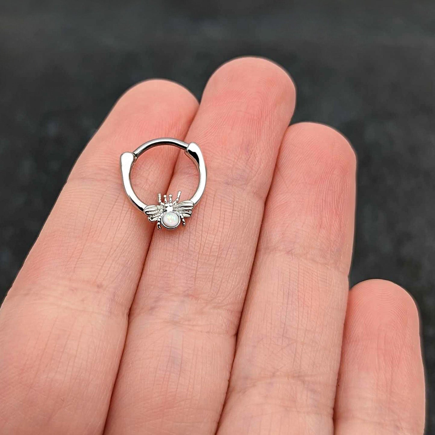 16G 5/16 White Faux Opal Ultra Fly Cartilage Clicker