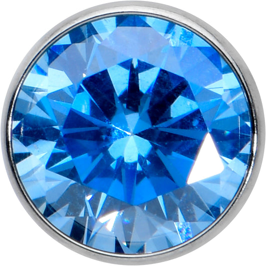 Blue CZ Gem ASTM F-136 Implant Grade Titanium Threadless Barbell Tongue Ring