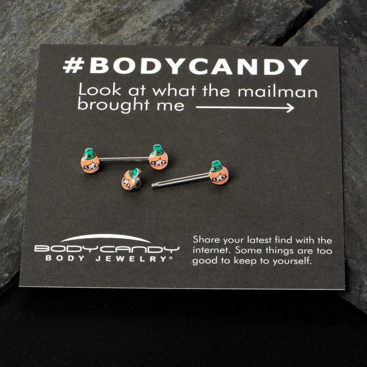 14G 9/16 Sweet Happy Leprechaun St Patricks Day Nipple Ring Set