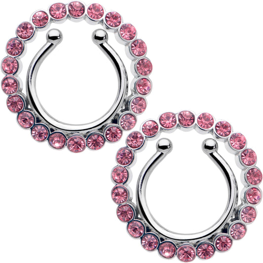 Clip On Fake Nipple Ring Set - Pink, Blue or Clear